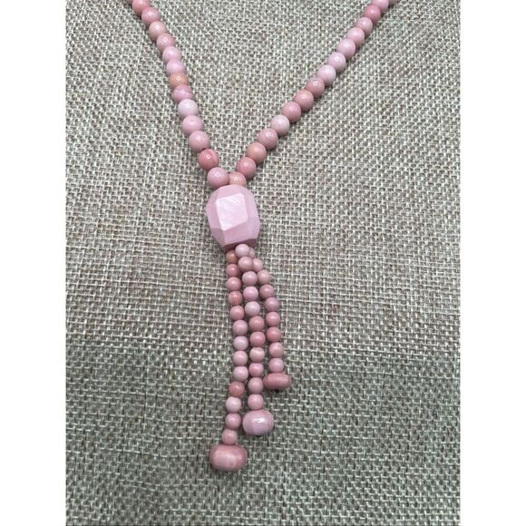 Jay King Pink Beaded Tassel Necklace with Faceted Focal Bead & Silver Hook Clasp - Picture 4 of 7